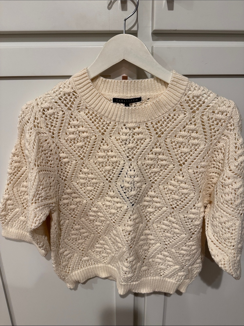NWT Caballero Textured Cream Cropped Knit Sweater